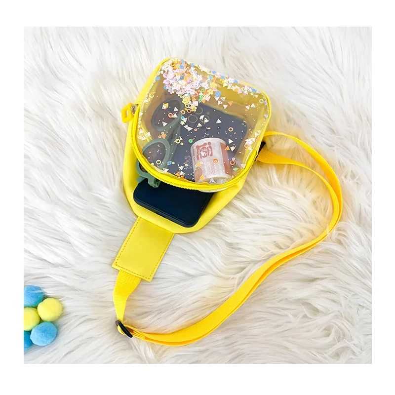 New Fashion Childrens Solid Color Transparent Crossbody Bag Shoulder Bag Travel Sports Girl Cute Shoulder Bag 2024 Gifts LX241104