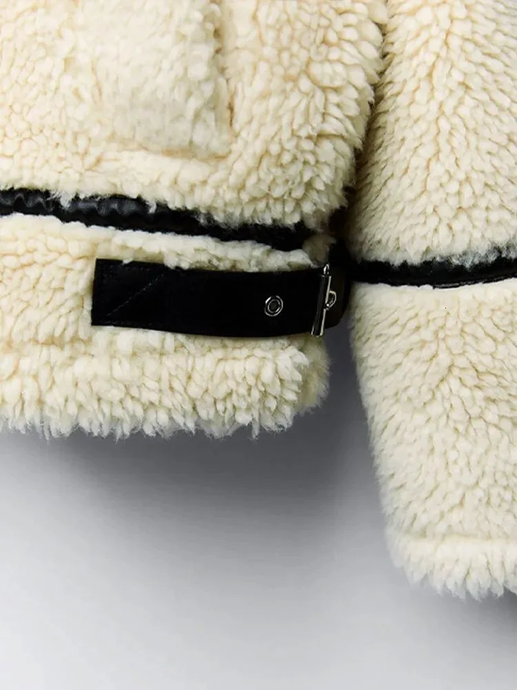 Women Fur Zipper Jacket Plush Coat Loose Long Sleeve Lapel Collar Thicken Coats Winter Fashion Female Warm Street Outwears 241029