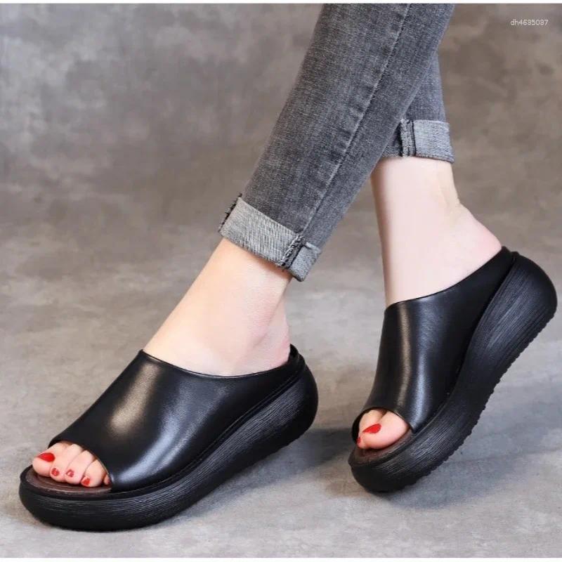 Sandals Slippers Wedge Platform Women Shoes Summer Sexy Open Toe Ladies Outwear Comfortable Black Women's Beach zhanyishengli