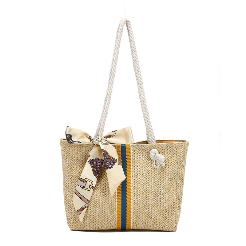 2025 Designer 2024 New Color 3 Straw Woven Fashion Cotton Rope Tote Shoulder Bag for Women