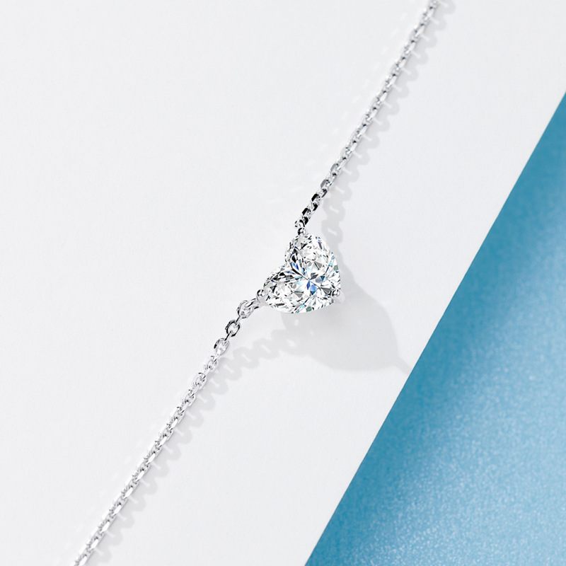 1CT Moissanite Dimaond Heart Pendant Simple Fine Jewelry Real 100% 925 Sterling Silver Party Women Wedding Elegant Clavicle Necklace For Lover Gift