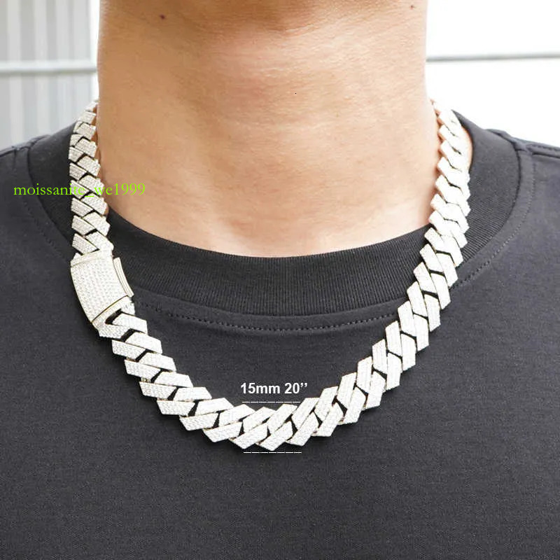 Custom Pass Dia Tester Hip Hop VVS Moissanite men Necklace Iced Out Sier cuban k chain
