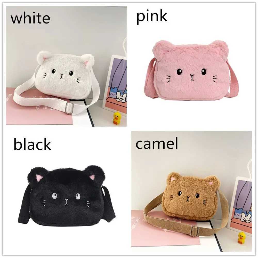 New Cute Soft Plush Childrens Shoulder Bag Cat Baby Girls Messenger Small Bags Kids Handbags Coin Purse LX241104