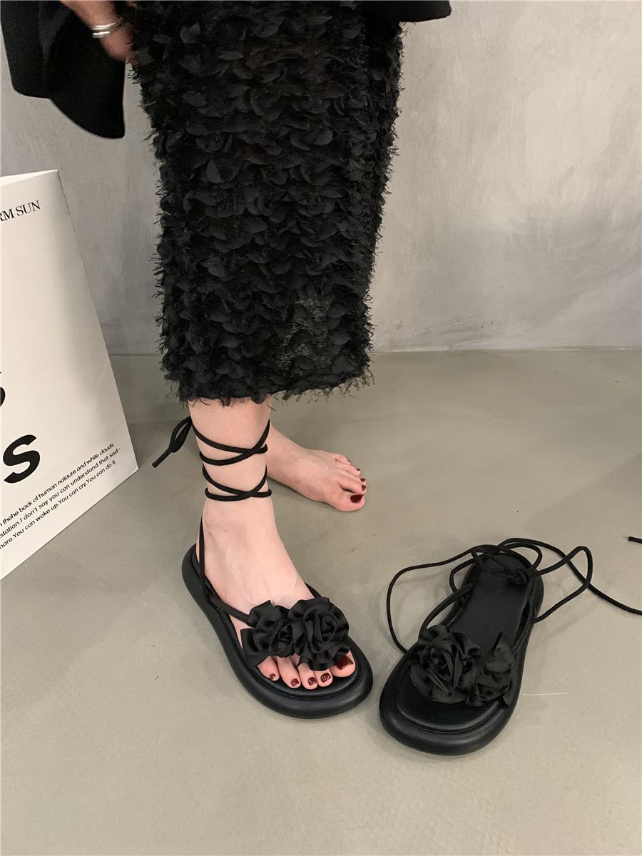 Paired with skirt, ankle strap, thick soled French sandals, women's summer style three-dimensional wer fairy shoes, clip on flip ps