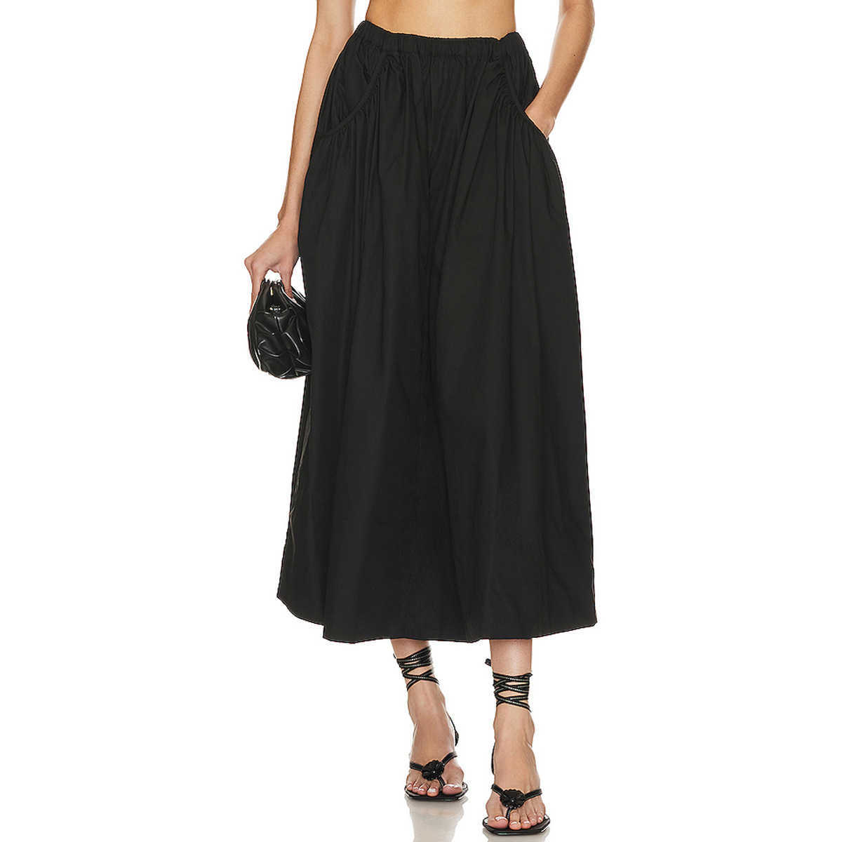 Women Long Casual Skirt WoMens Autumn And Winter Boutique Pocket Umbrella Skirt Fashionable High Waisted Large Swing Skirt 241023