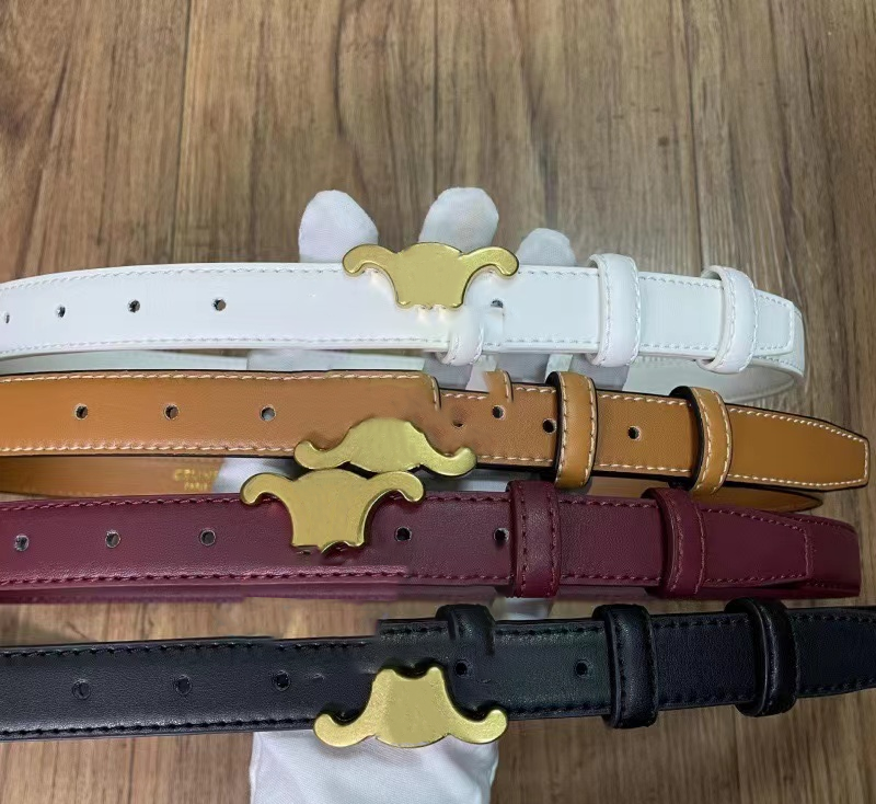 Women's Belt Smooth Buckle Belt Retro Thin Waist Belts Genuine Cowhide Waistband Width 2.5 CM 3.5 CM