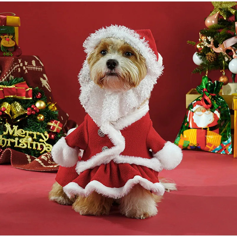 2025 new Dog Winter Fun Santa Claus Christmas Year Party Family Cute Cartoon Set Pet Clothing 241104 free shoping
