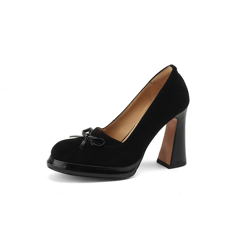 Women's Fashion Dress Shoes:High Heel Chunky Heel Design Sense Shallow Simple Design Versatile,Black/Brown,Free shipping