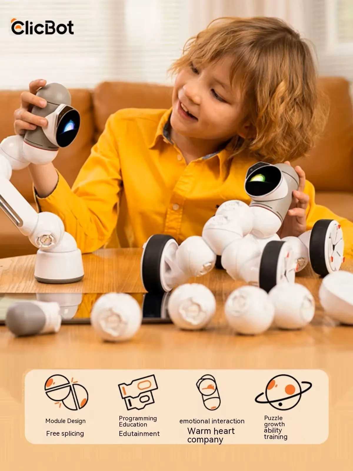 Electronics Robots ClicBot Robot Smart Programming Robot Module Splicing Electronic Automation Robots Dogs Adult Children Gifts Advanced/Master Set J2