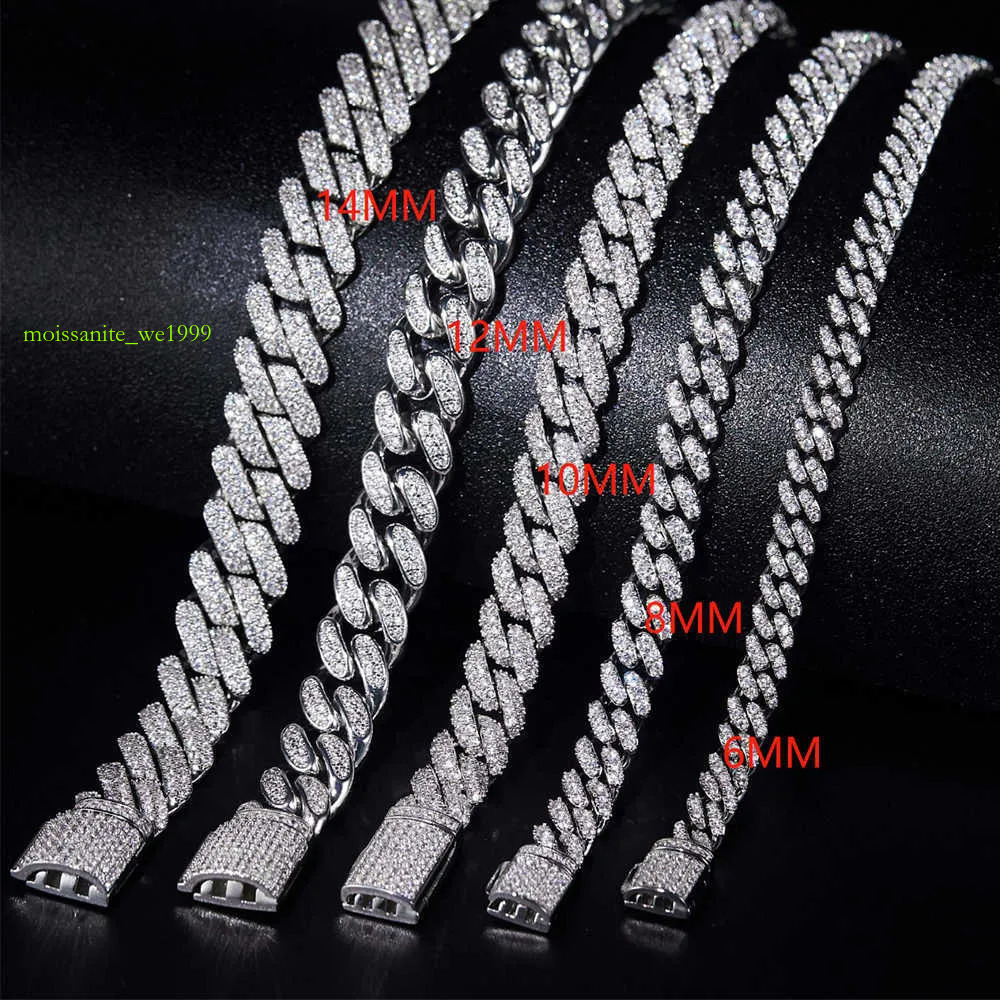 RINNTIN SMB07 Jewelry Cuban k Chain Sterg Sier DE Color Moissanite Dia Bracelet