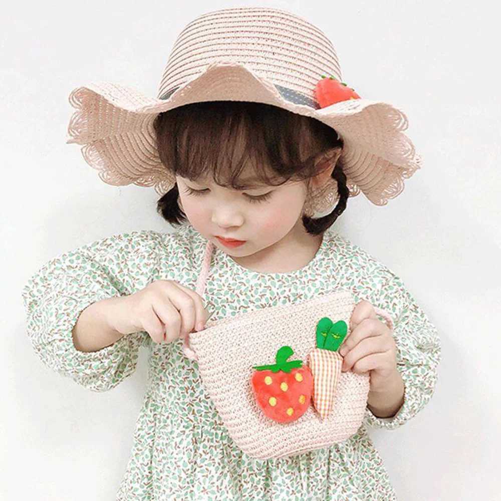 Kids Cute Hand Bag Childrens Weave Shoulder Bags Fashion Straw Cross Bag For Girls Made From Natural LX241104