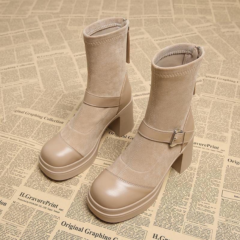 Women's Fashion Boots:Thick Sole Fashion Martin Boots Short Boots Winter Trendy Wear Warm,Khaki/Black/Brown,Free shipping