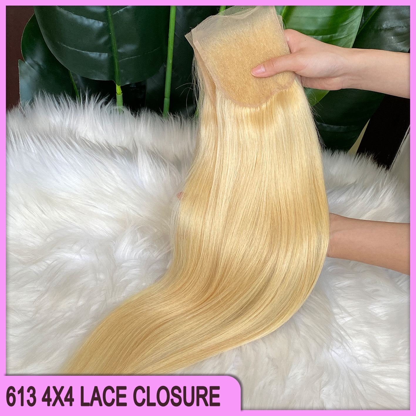 Grade 100% Human Hair Extension 4x4 Transparent Lace Closure 3 Piece 613 Silky Straight Hair On Sale