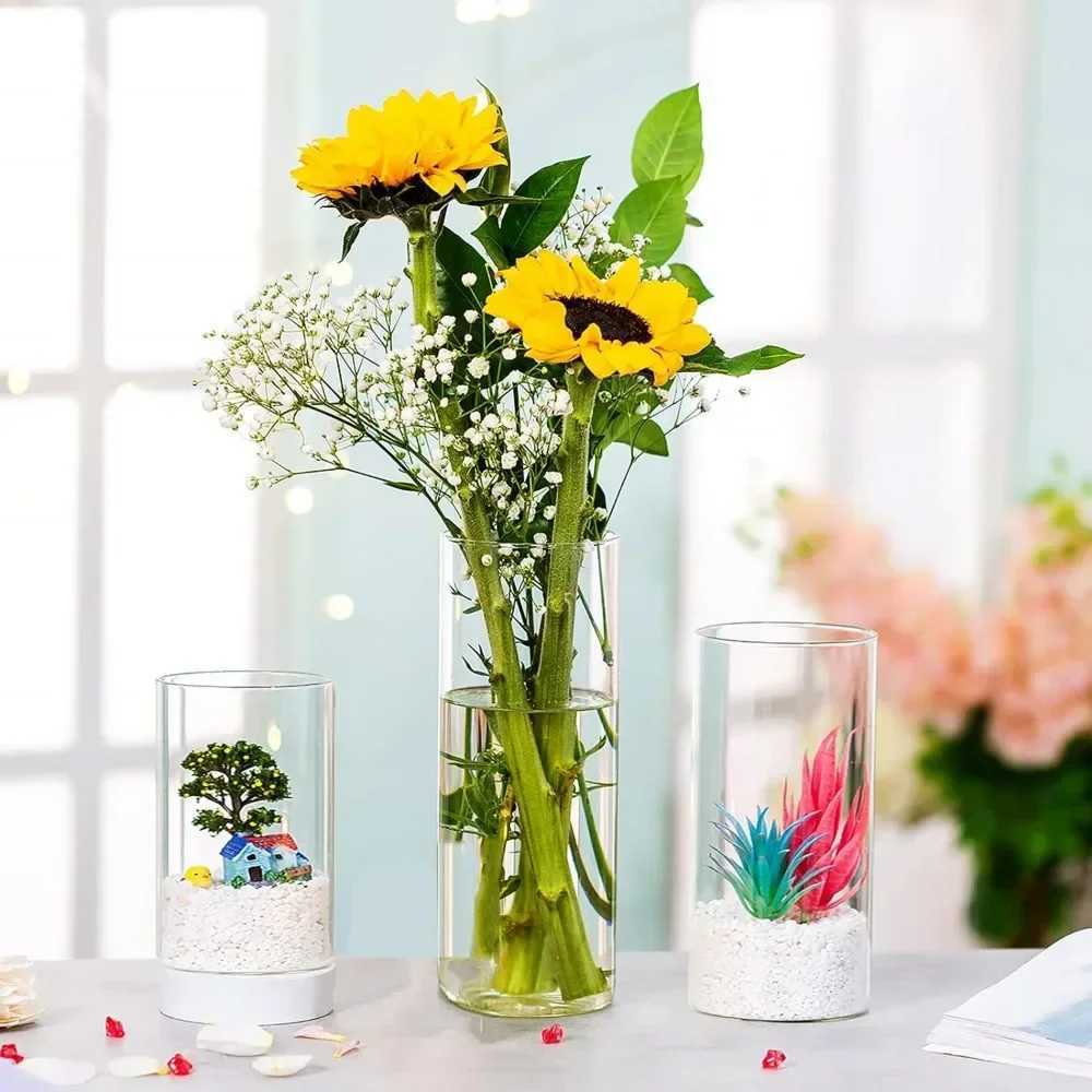 s Glass Cylinder Vases Set of 24 Tall Clear Vase for Centerpieces Glass Hurricane Candle Holders for Pillar or Floating Candles S241144