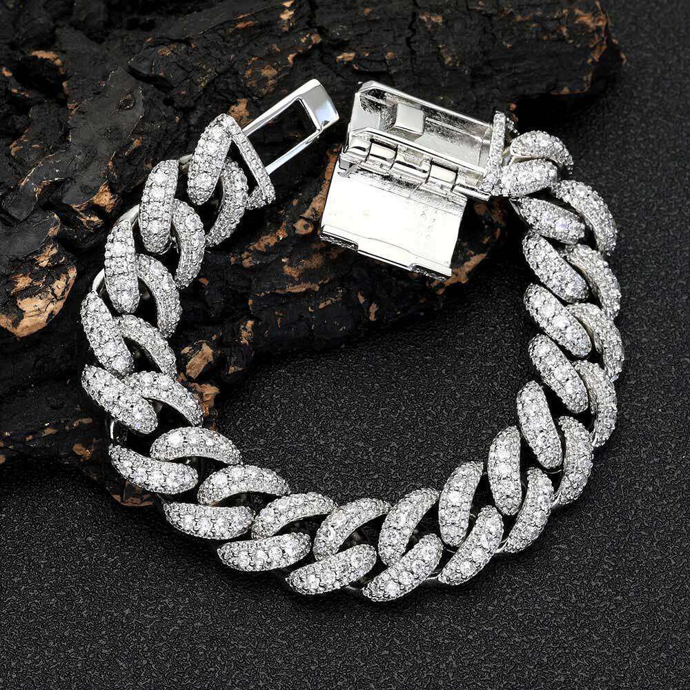 hip hop bubble full dia cuban chain jewelry high end trendy versatile men's bracelet