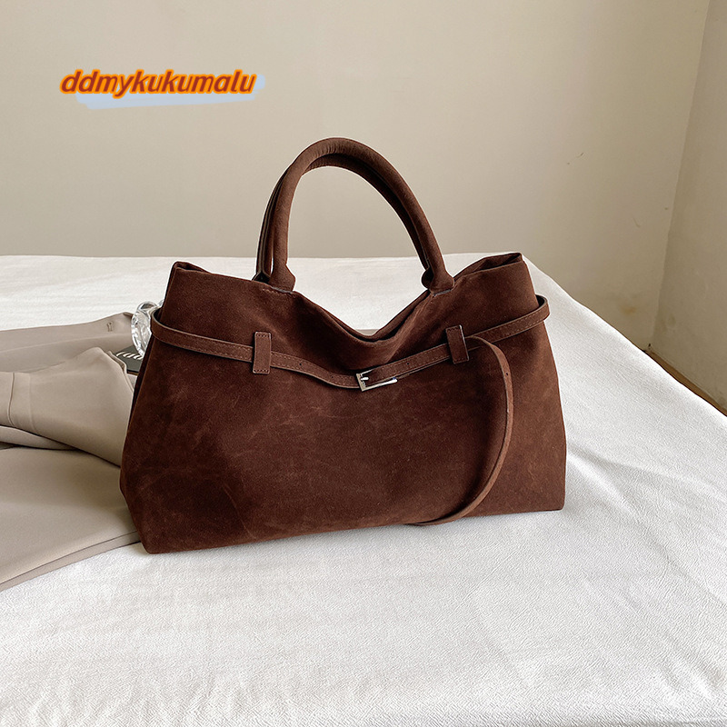 New internet celebrity with fashionable and versatile suede tote design, hand-held single shoulder bag #29 kukumalu