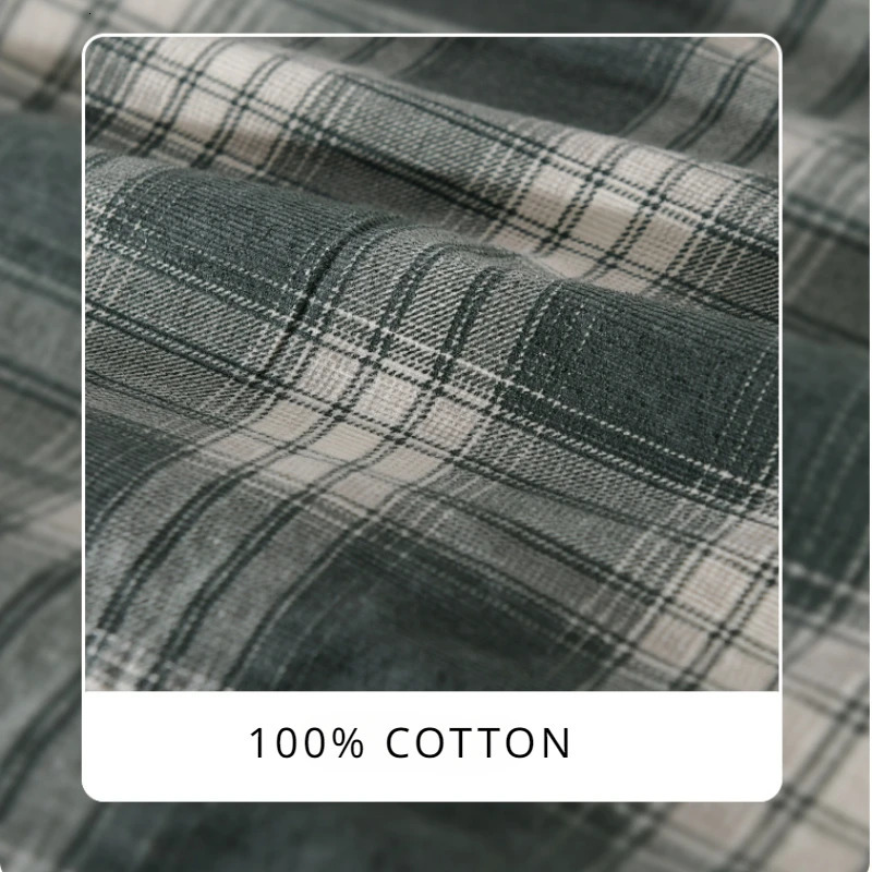 Spring Autumn Pure Cotton Casual Plaid Long Sleeve Shirts for Men Clothing Simple Soft Streetwear FY6105 240328