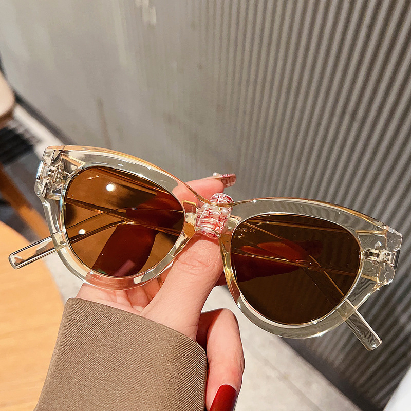 D0077 New high-end sunglasses, Polaroid lenses, women's eyeglass frames, men's retro metal sunglasses, pure cat eyes, European and American 
