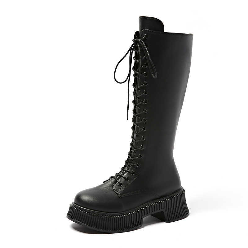 CMM Large Knight Boots Womens Winter New Fashion Spicy Girl Long Boots Thick Bottom Strap Looks Thin Not Over Knee Long Boots