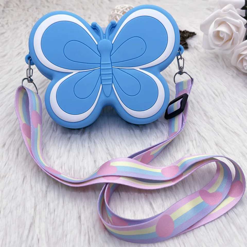 Butterfly Crossbody Bag Children Silicone Phone Pouch Shoulder Bags Satchel Girls Lovely Purse Animal Handbags Wallets LX241104