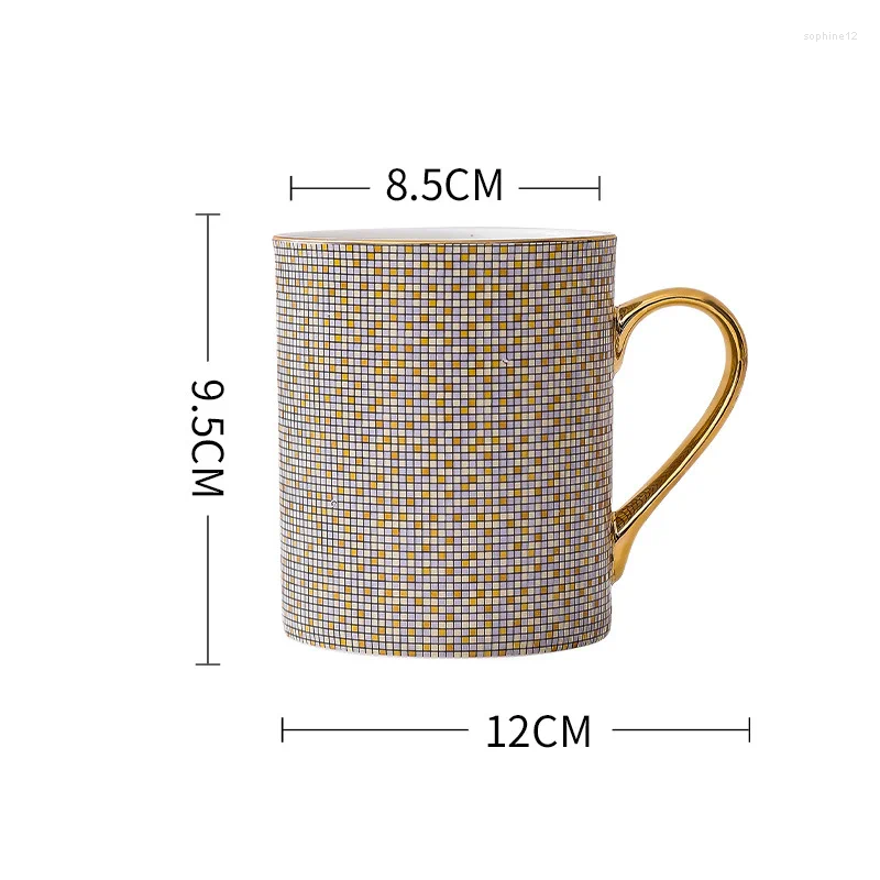 Mugs Mugs Straight European Creative Drawing Gold Edge Ceramic Mark Cup Home Breakfast Afternoon Tea Coffee Set S247236