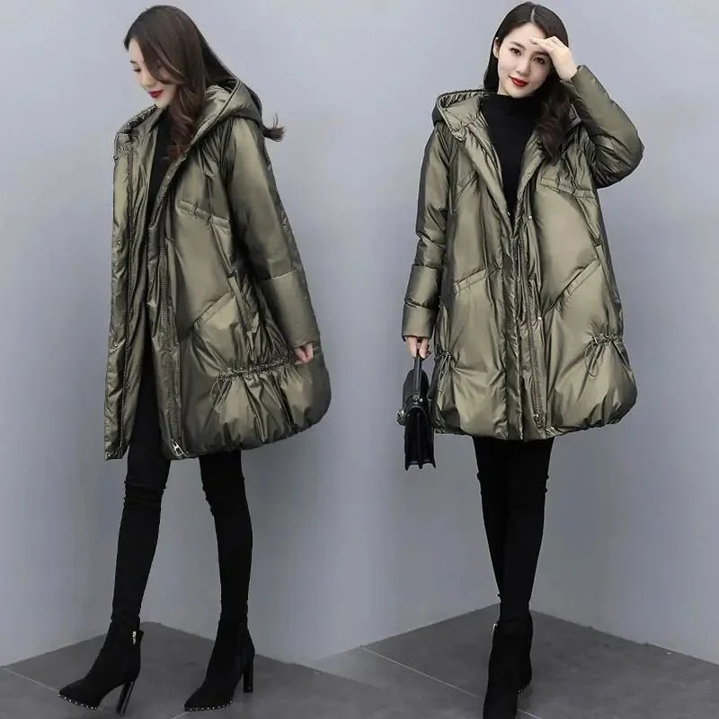 Fashion Winter Down Cotton Korean Version Loose Hooded Jacket Women's Warm Thickened Coat