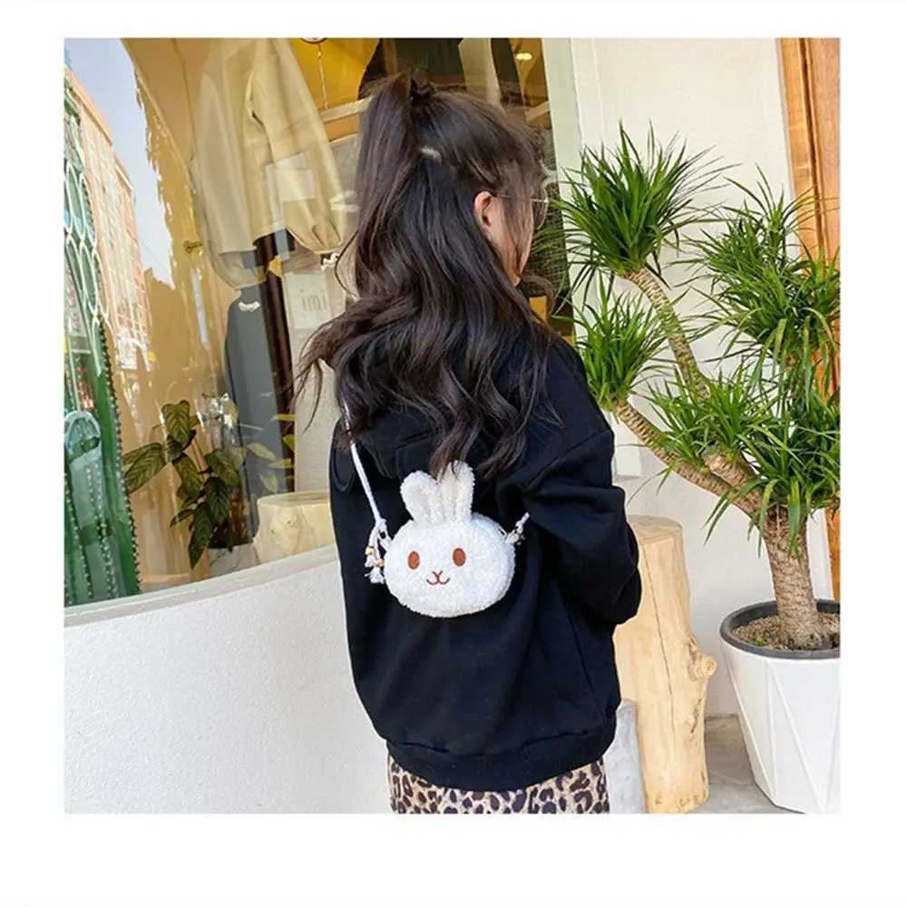Cute Little Rabbit Kids Plush Drawstring Bag Casual Children Baby Shoulder Bag Sling Bag For Toddler Preschool Kids Gift LX241104