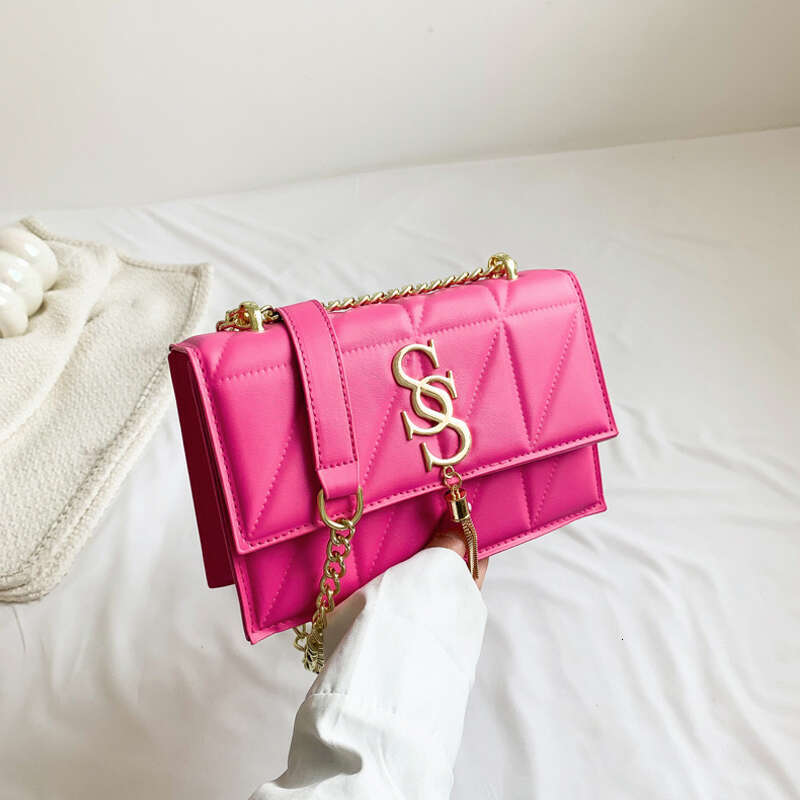 Designer Bag 2024 New Women Shoulder Bags,Purple Plaid Stitching Crossbody Bag,Metal Tassel Ornament Small Square Bag, Handbags For Women purse luxury