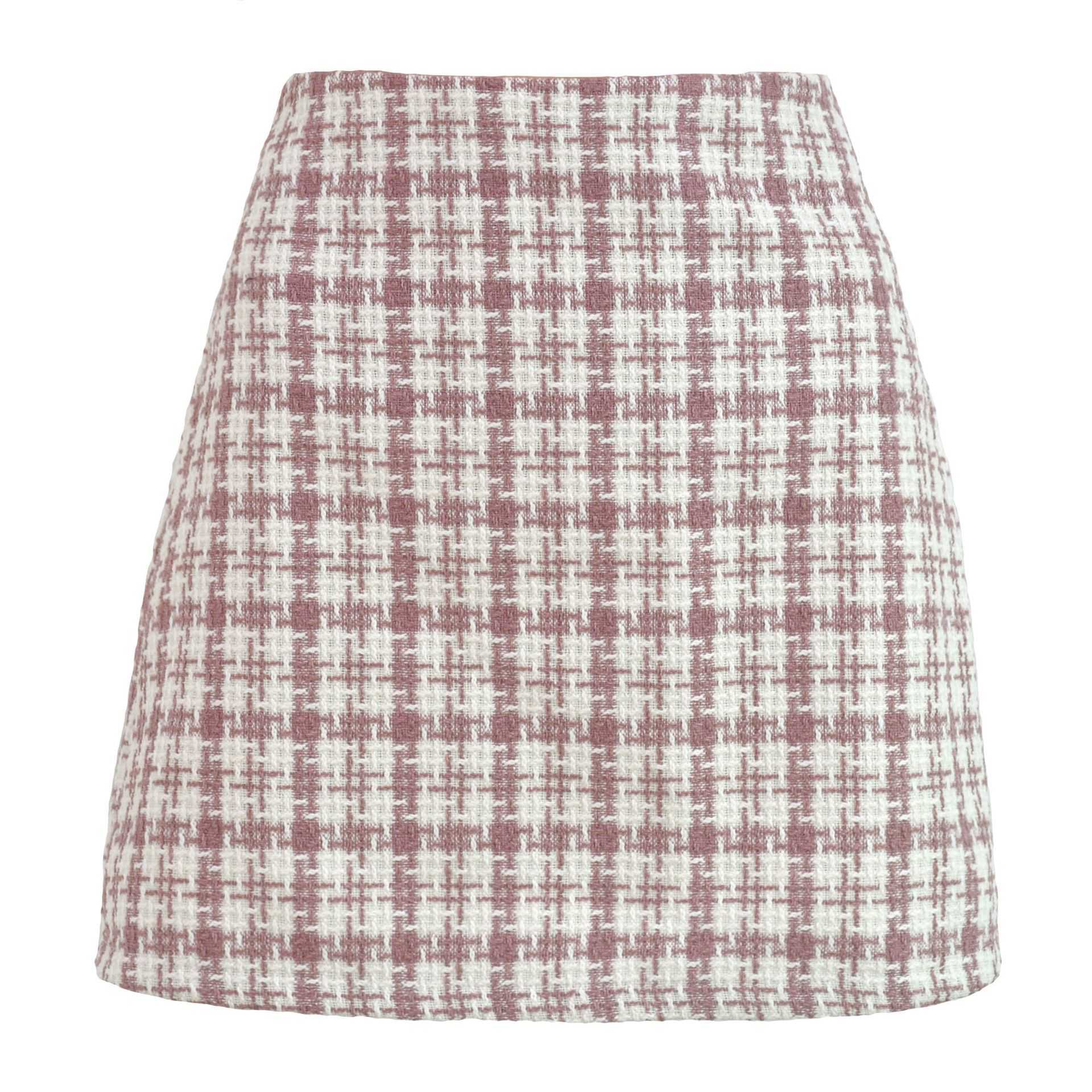 Women Grid A-shaped Short Skirt Autumn And Winter New Style Small Fragrant High Waist Skirt Skirt For Women Career Length Adult Skirts 241023
