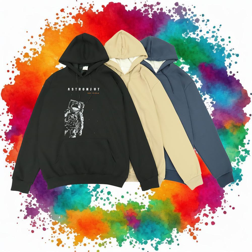 Fashion Unisex Sweatshirts Breathable Loose Fit Men's Hooded Sweatshirt Floral Print Clothings Hip Hop Thick Fleece