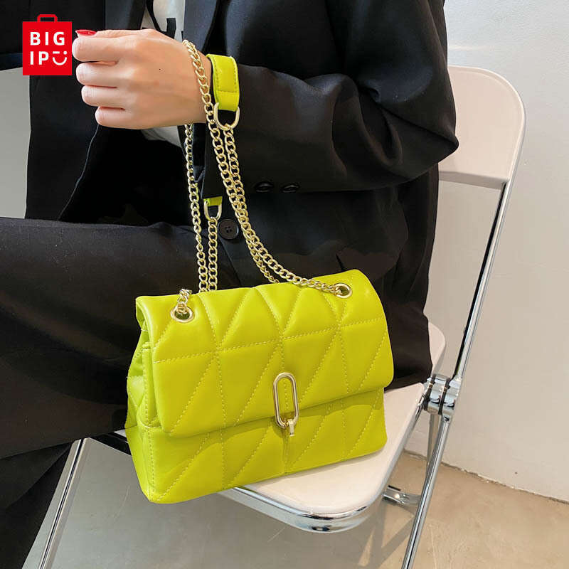 Designer Bag Kiwi Green Summer PU Leather Flap Crossbody Bags For Women Luxury Solid Color Shoulder Handbags Chain Purses purse luxury bag
