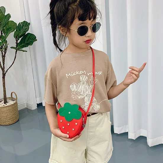 Lovely Childrens PU Leather Red Messenger Bag Cute Girls Shoulder Bags Princess Accessories Mini Coin Purse Handbags LX241104