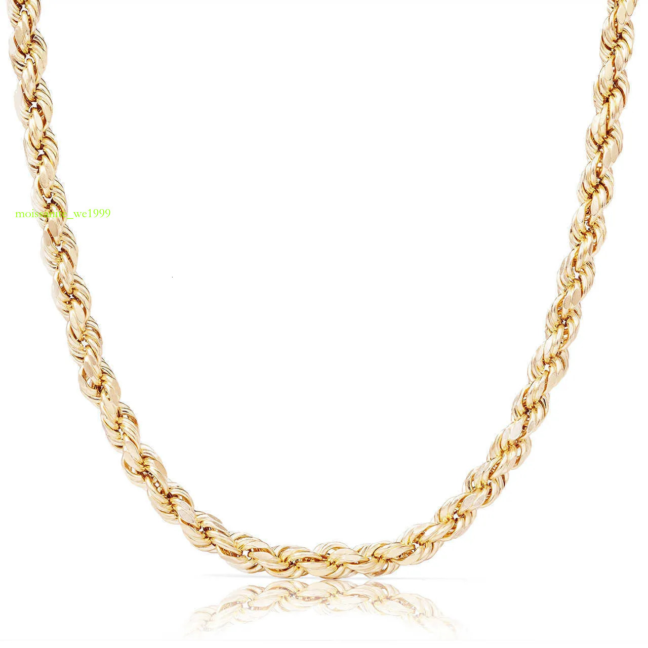 Real 10K 14K Solid Gold Rope Chains For Men Hip Hop Necklace