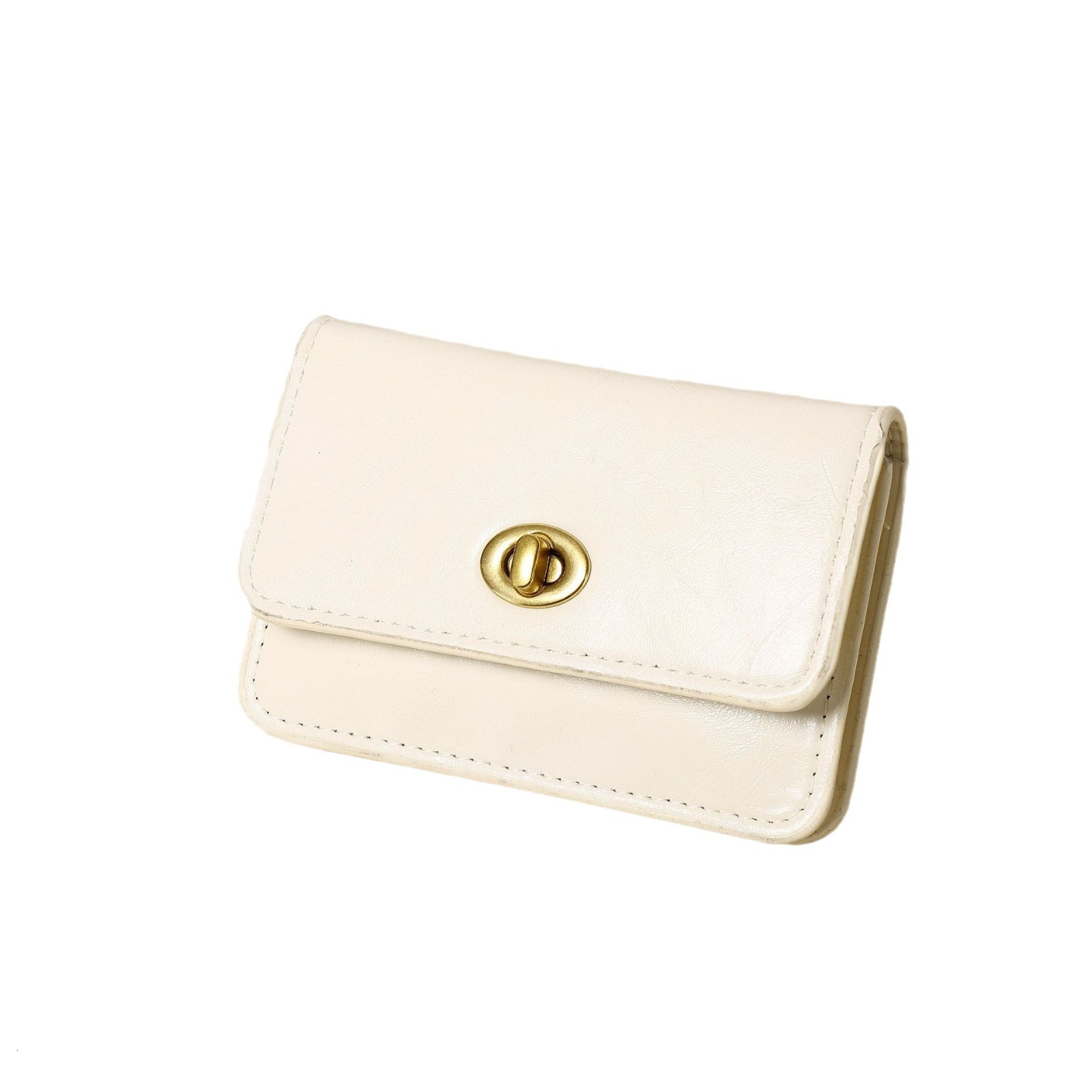 New Korean version Instagram minimalist solid color lock buckle multi-layer Women's high-end feeling wallet card bag
