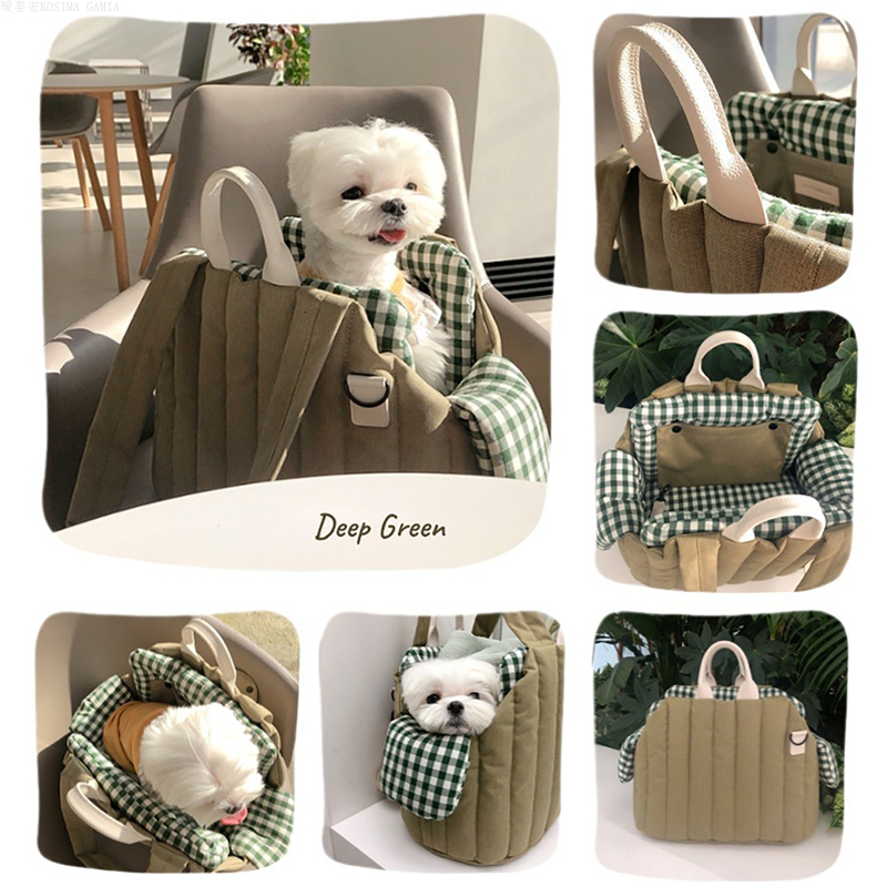 Pet Dog Plaid Warm Water Washable One Shoulder Diagonal Cross Pet Bag Large Space Cat Bag Suitable For Puppies And Cats