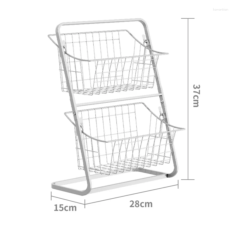 Kitchen Storage Double-layer Rack Cabinet Countertop Onion Ginger Garlic Basket Vegetable And Fruit S