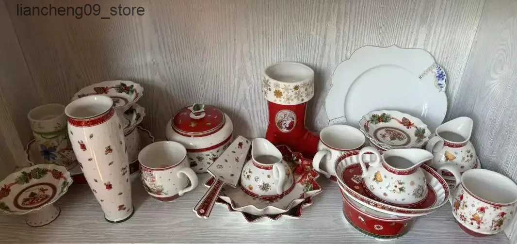 Christmas Decorations German Christmas Biscuit Plate Rectangular Cup Salad Dessert Plate Fruit Rack L240910