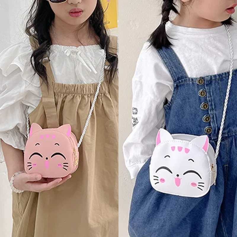 Kids Bag Fashion Cute Cat Crossbody Bag Coin Wallet Lovely Hand Bags for Boys and Girls Mini Shoulder Bags LX241104