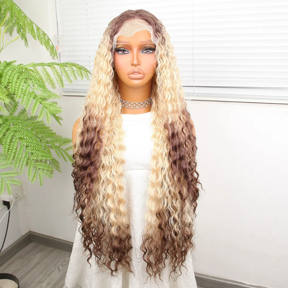 13x4.5x1 Blonde Lace Front Wig Brazilian Sillky Hair Wigs Synthetic HD Glueless Wig For Black Women Pre Plucked Long Fashion Hair Wig
