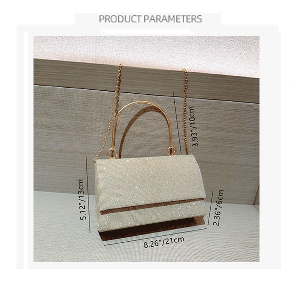 Fashion Banquet Clutch Chain Shoulder Bags Gold Bright Silk Evening Bag Women Elegant Purse Handbag