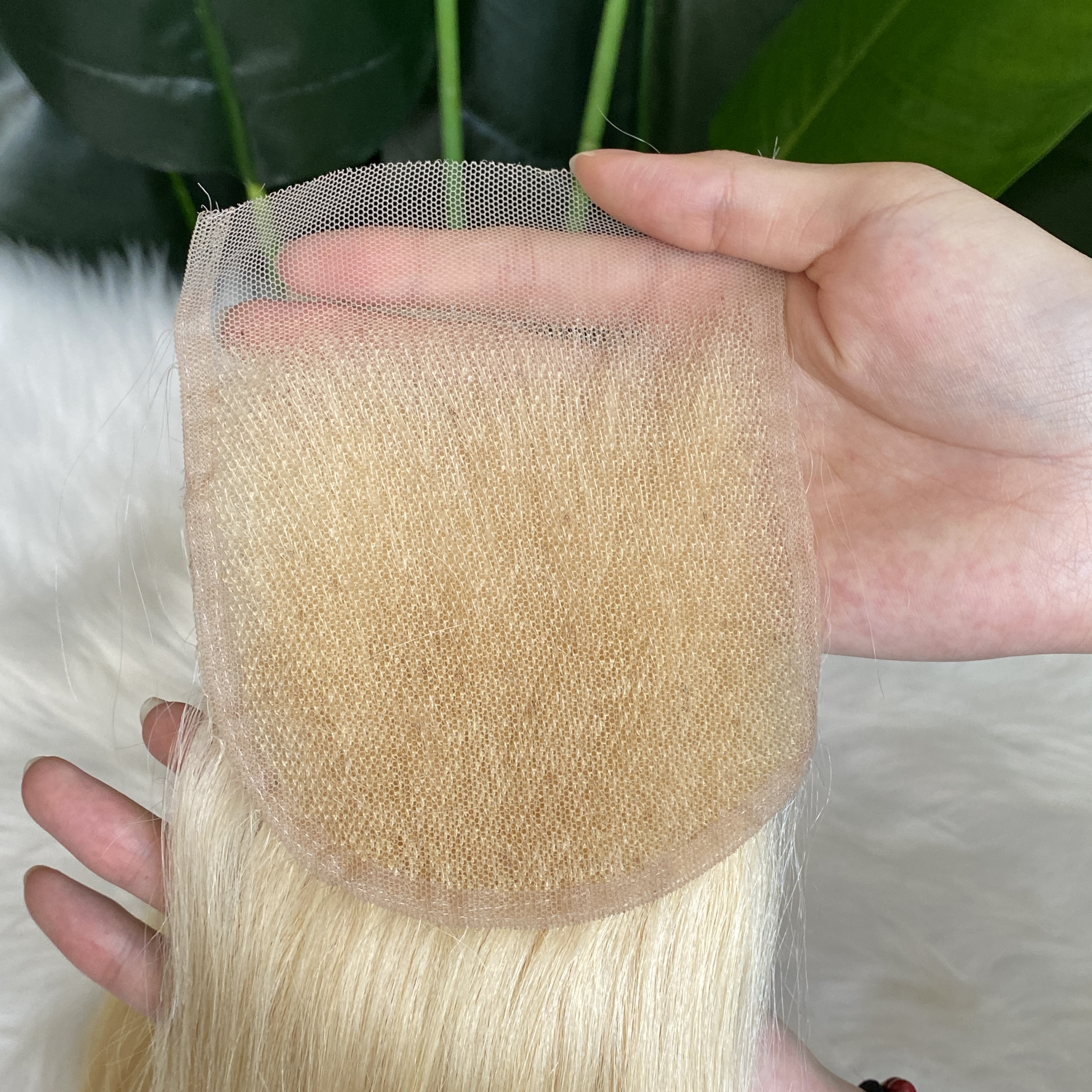 Grade 100% Human Hair Extension 4x4 Transparent Lace Closure 3 Piece 613 Silky Straight Hair On Sale