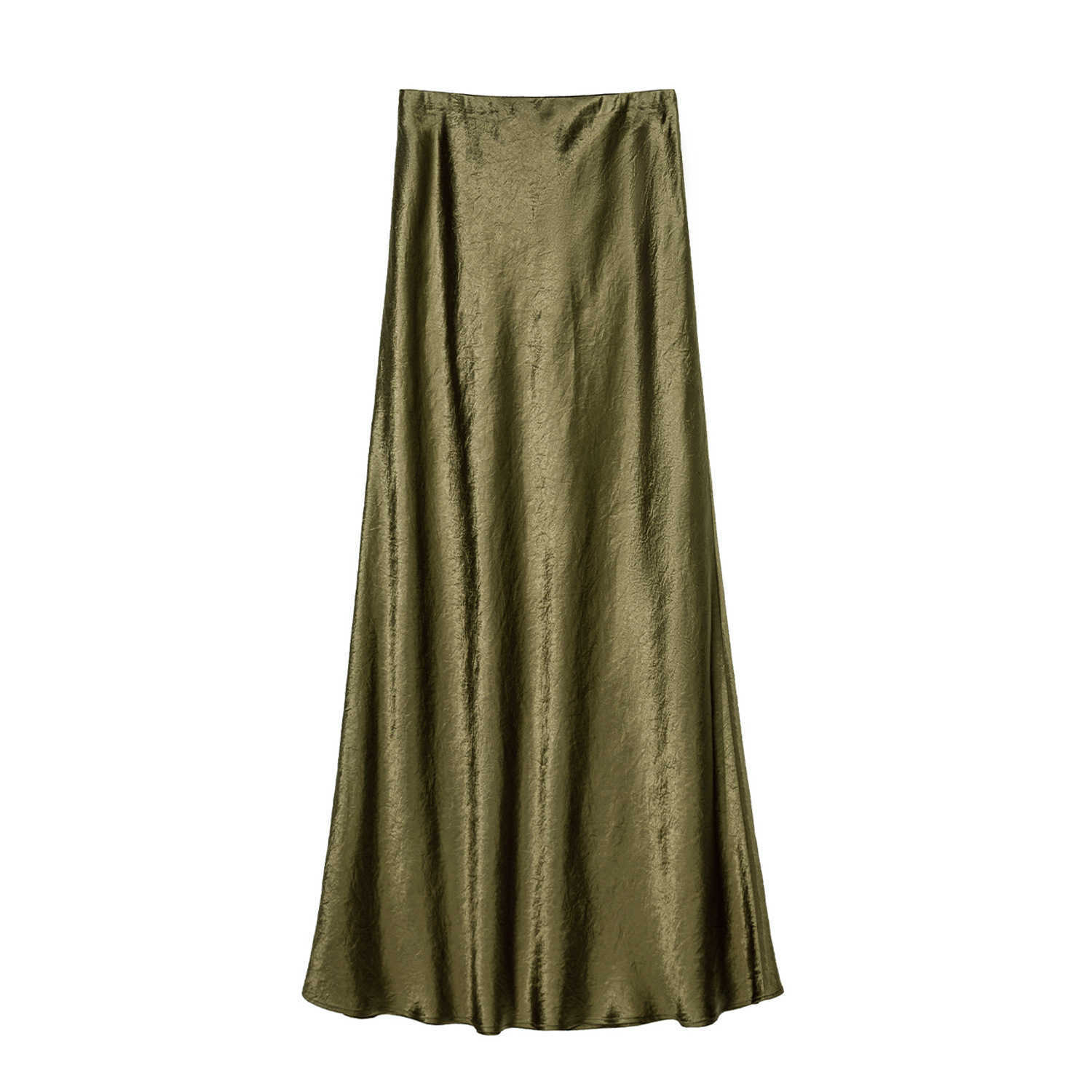 WoMens Hip-hugging Skirt Satin Half Skirt High Waist Elastic Hand Grip Pattern Long Dress Elegant Solid Color Long Dress Women Adult Length Skirt 2410