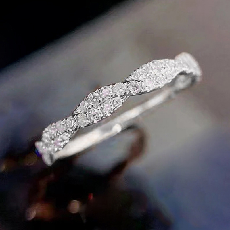 Wedding Ring 925 Sterling Silver Personality Fashion Full Diamond Twist Ring Women's Stackable Crystal Ring Platinum Diamond Ring Luxury Wedding 