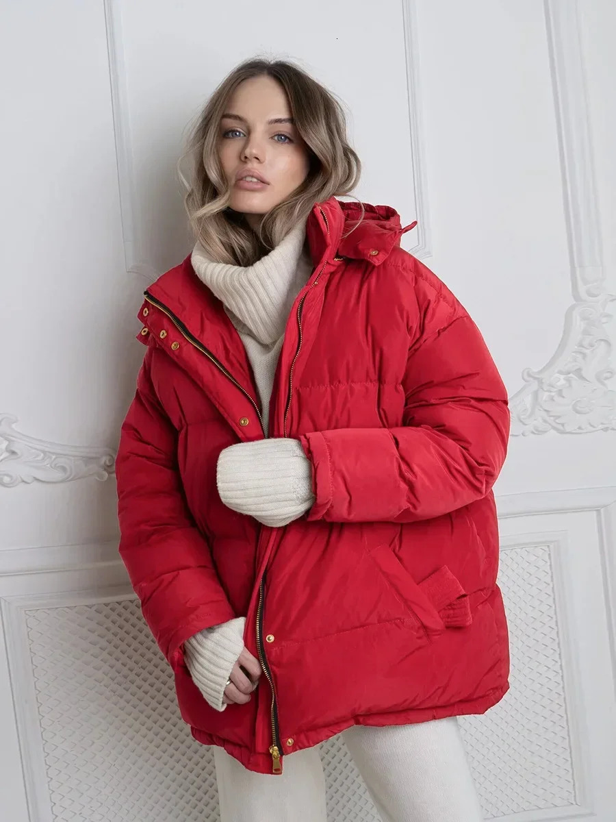 Wolfeel Fashion Thicken Warm Puffer Coats Women's Autumn Winter Cap Zip Soft Bread Parkas Office Lady Belt Cotton Jacket