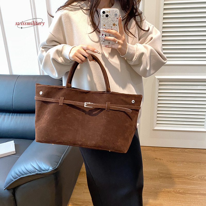 New internet celebrity with fashionable and versatile suede tote design, hand-held single shoulder bag #29 swissmilitary