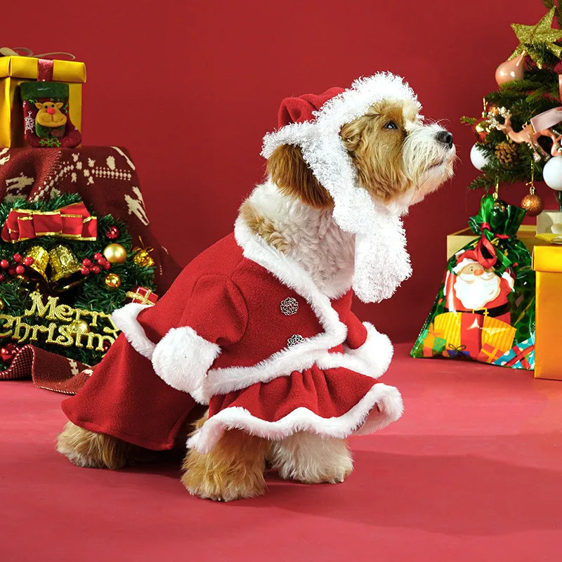 2025 new Dog Winter Fun Santa Claus Christmas Year Party Family Cute Cartoon Set Pet Clothing 241104