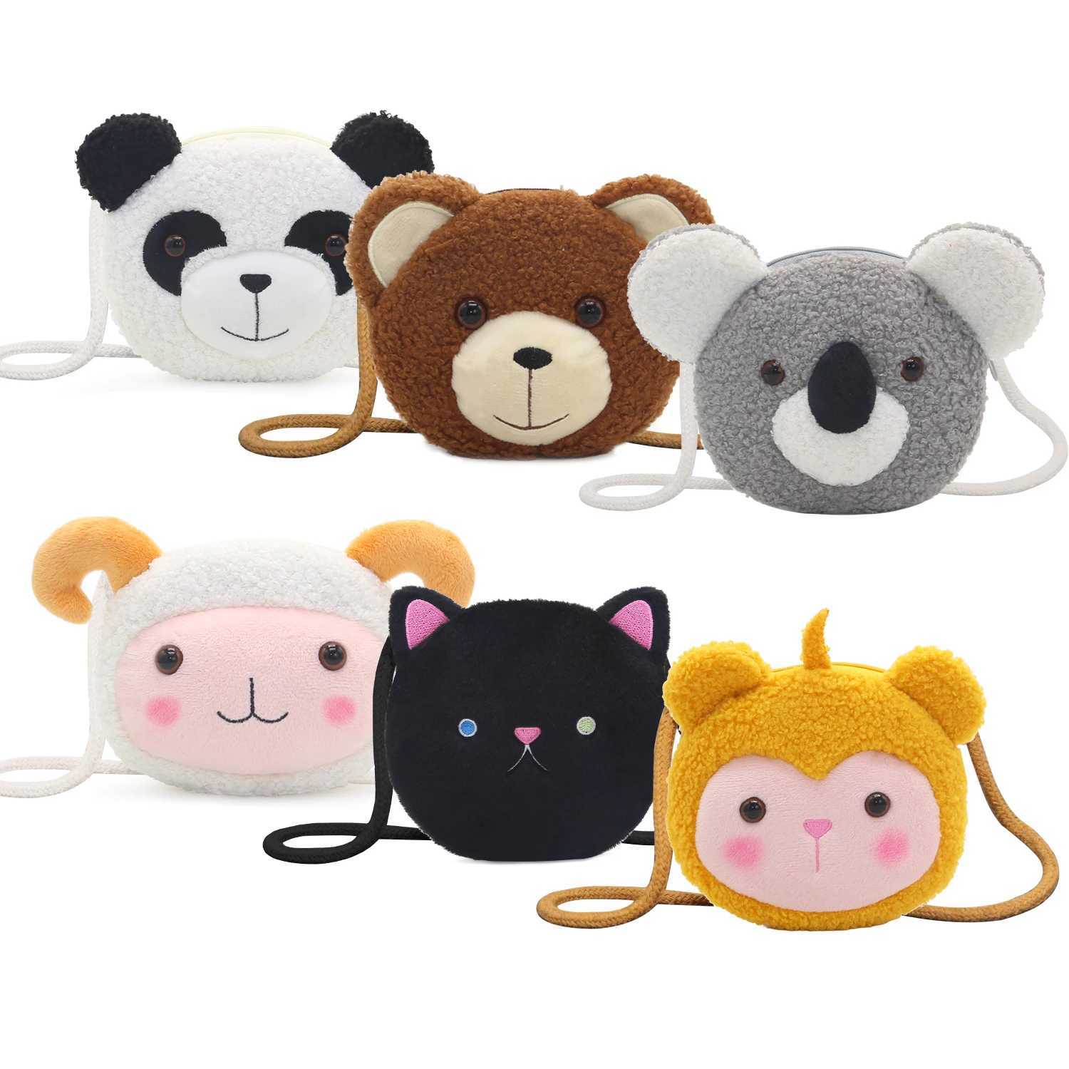 Plush Crossbody Bag Cute Animal Bear Coin Wallet Boys and Girls Mini Shoulder Bag LX241104