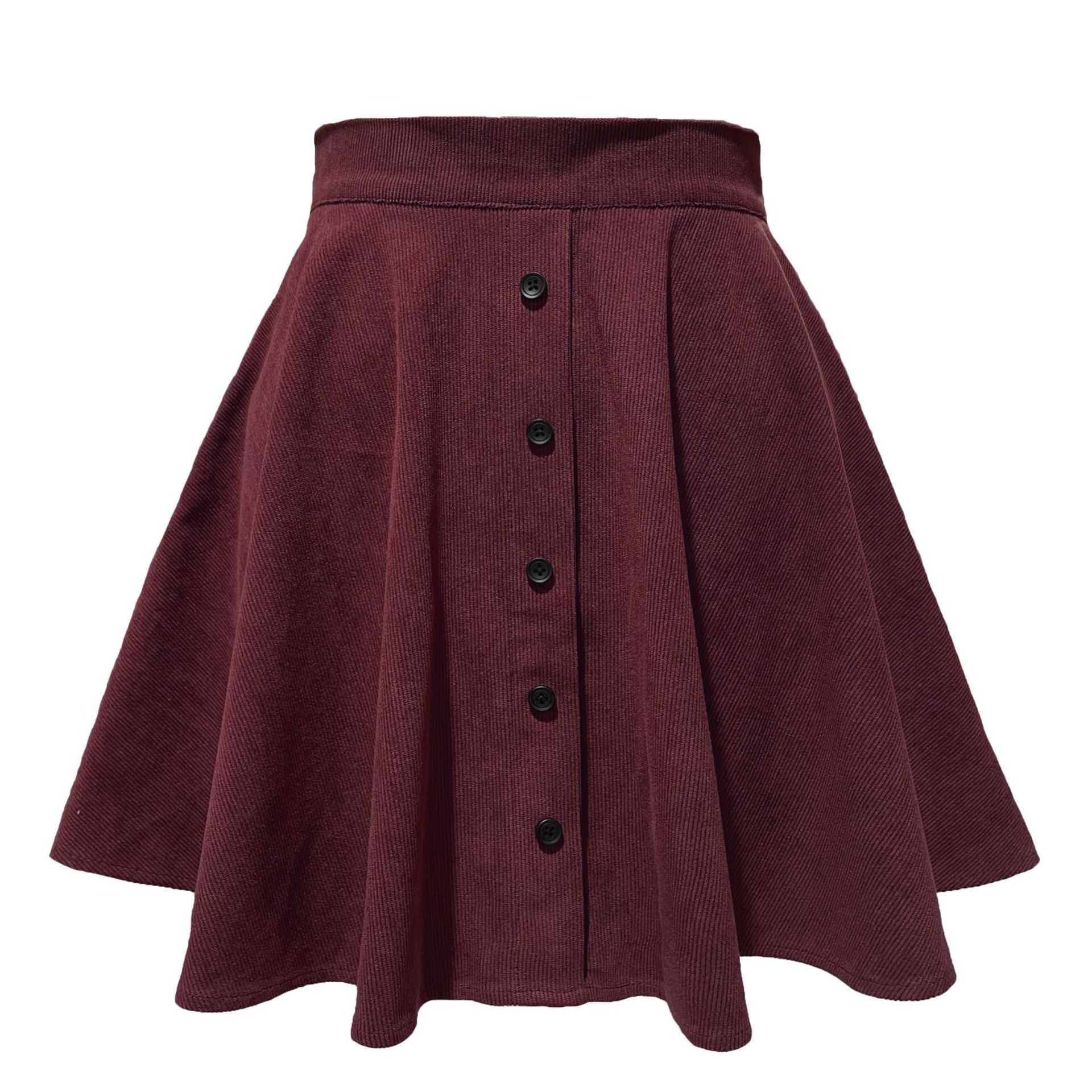 WoMens Solid Color Corduroy Short Skirt Autumn And Winter Career Skirts Fashion Sweet Single Row Button High Waist Umbrella Skirt 241023
