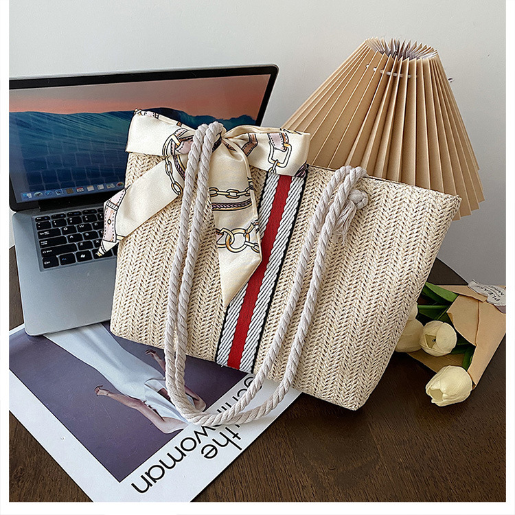 2025 Designer 2024 New Color 3 Straw Woven Fashion Cotton Rope Tote Shoulder Bag for Women