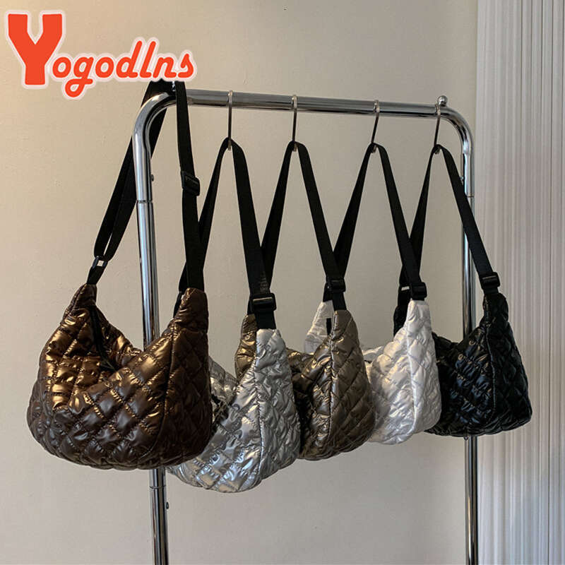 Designer Bag Yogodlns Winter Space Cotton Shoulder Bag For Women Retro Rhombus Dumpling Bag Luxury Female Crossbody Bag Armpit Handbag Sac purse luxur